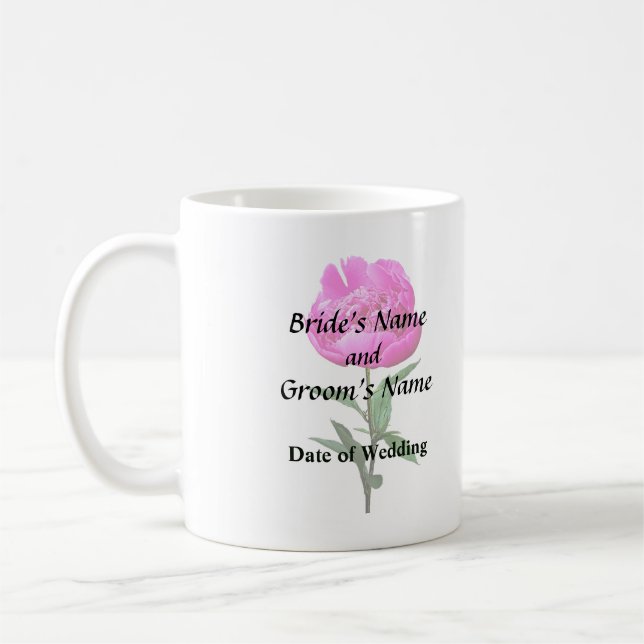 Dark Pink Peony Coffee Mug (Left)