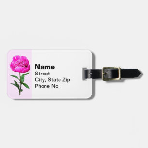 Dark Pink Peony Luggage Tag