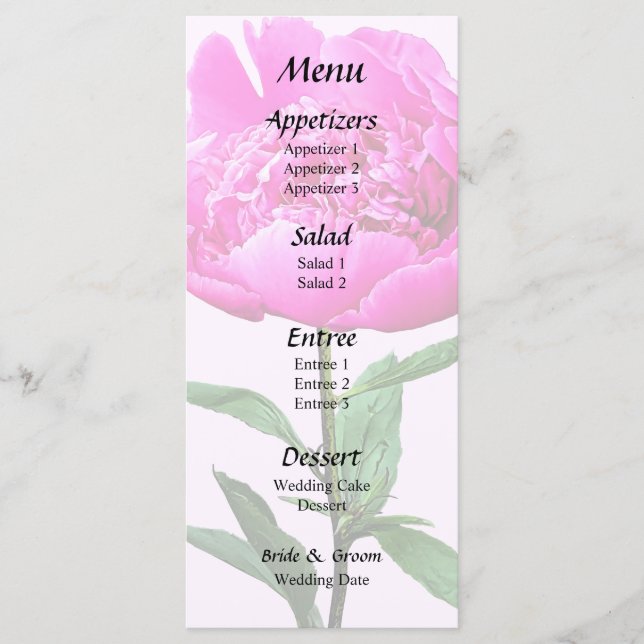 Dark Pink Peony Menu (Front)