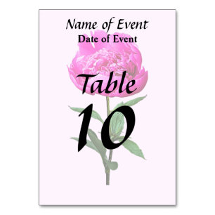 Dark Pink Peony Table Number
