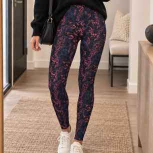 Dark Pink Purple Animal Print Leggings