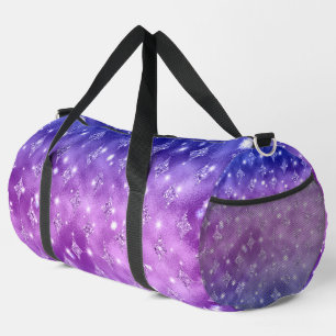 DARK PINK & PURPLE DIAMOND GLITTER LOOK DUFFLE BAG