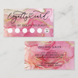 dark pink red alcohol ink loyalty card