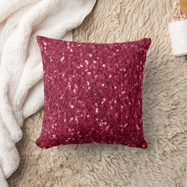 Dark pink red magenta faux sparkles glitters cushion (Blanket)