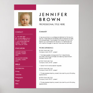 Dark Pink resume cv photography digital download Poster