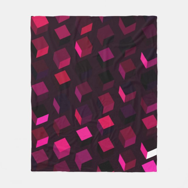 Dark Pink Rhombus: Gradient Abstract decor Fleece Blanket (Front)