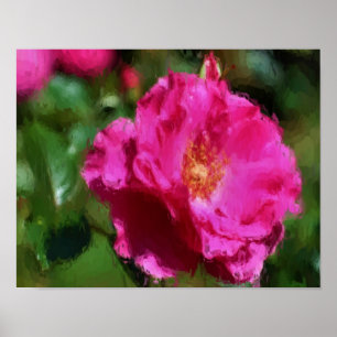 Dark Pink Rose Flower Art Photo Painting Poster