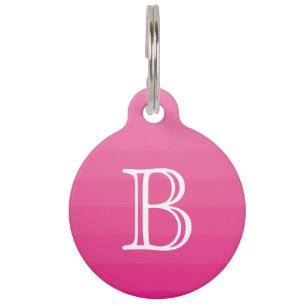 Dark Pink Shades Stripes Monogram Initial Simple Pet Tag