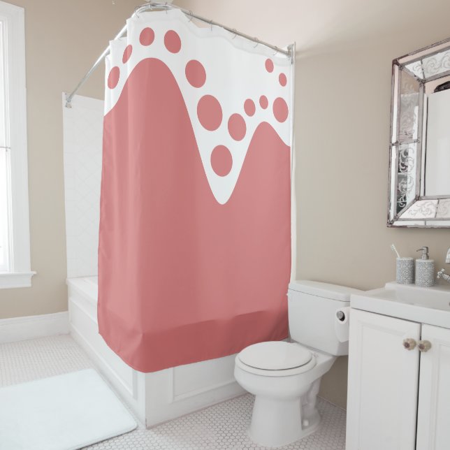 Dark Pink soft wave and bubbles Shower Curtain (In Situ)