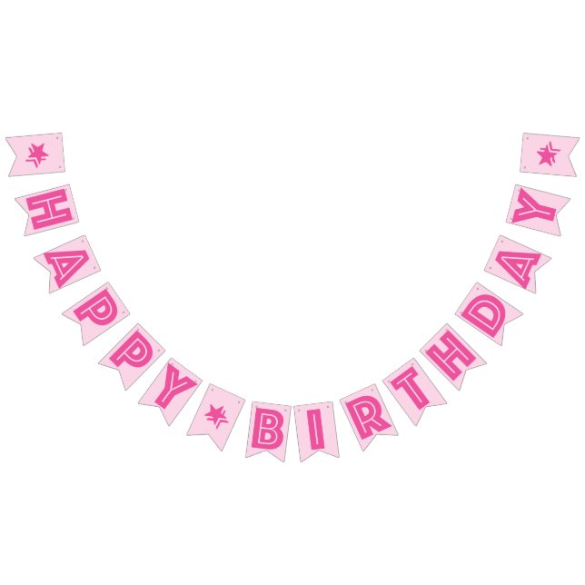 DARK PINK TEXT & LIGHT PINK COLOR ☆HAPPY BIRTHDAY☆ BUNTING  (All)