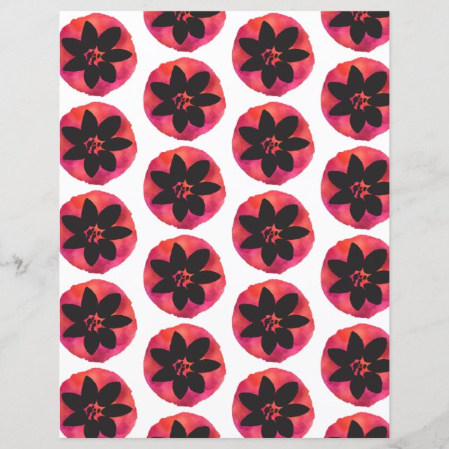 Dark Pink Tropical Flower Pattern Scrapbook Paper (Front)