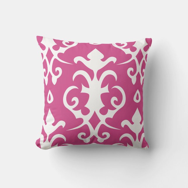 Dark Pink Vintage Pattern Damask Pillow (Front)
