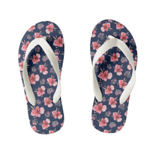 Dark Pink Watercolor Pattern Kid's Jandals