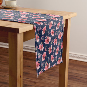 Dark Pink Watercolor Pattern Short Table Runner
