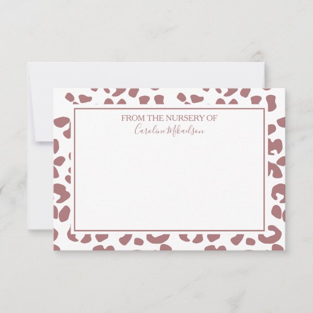 Dark Pink White Personalised Leopard Print  Thank You Card (Front)