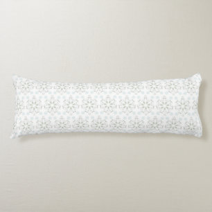 Dark Pistachio and Ice Blue Flowers Body Cushion