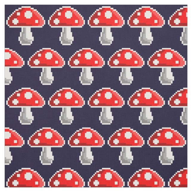 Dark Pixel Mushroom Fabric (Swatch)