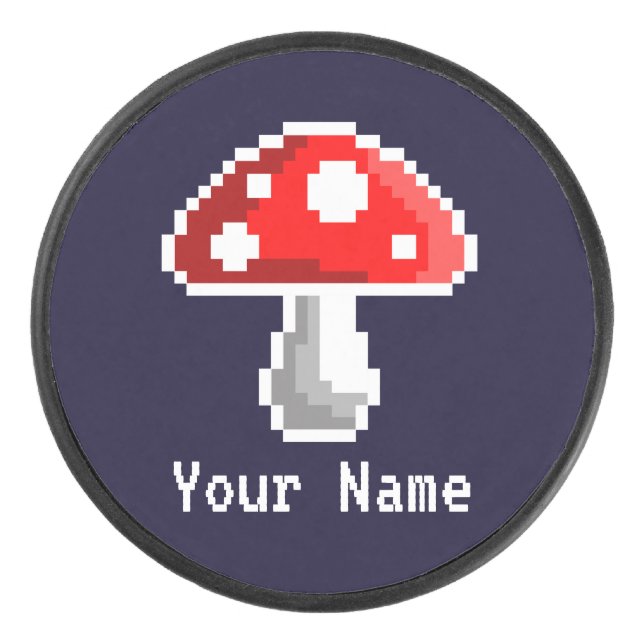 Dark Pixel Mushroom Hockey Puck (Front)