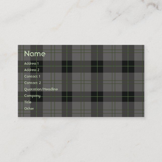 Dark Plaid - Business Business Card (Front)
