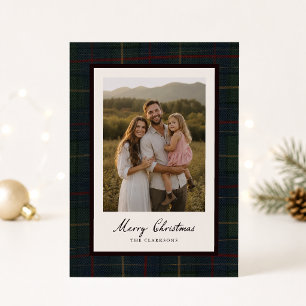 Dark Plaid Photo Christmas Card
