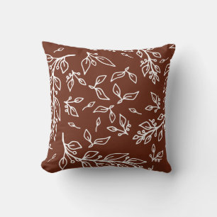 Dark Plum Brown Floral Cushion
