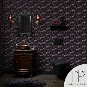Dark Plum Carousel Skeleton Horse Wallpaper