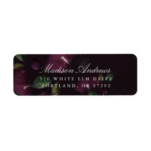 Dark Plum Floral   Personalised Return Address