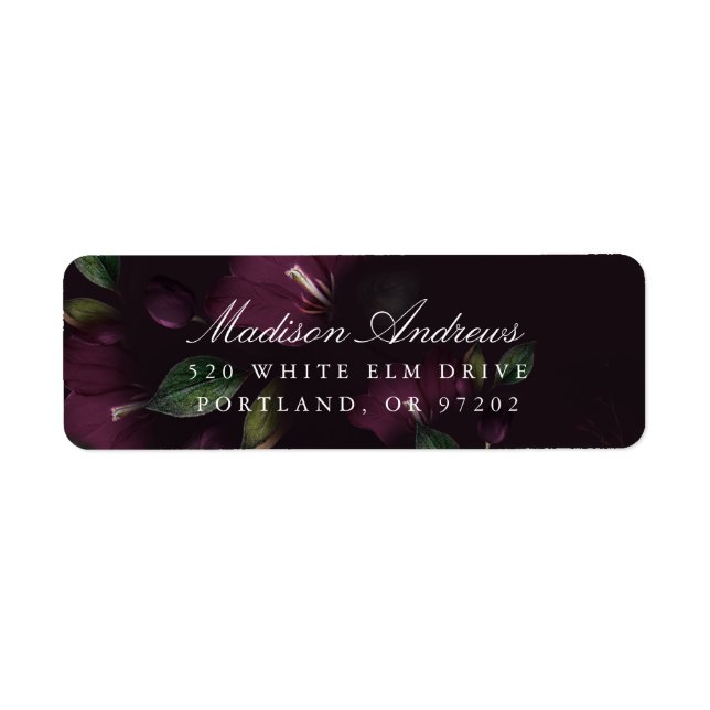 Dark Plum Floral | Personalised Return Address (Front)