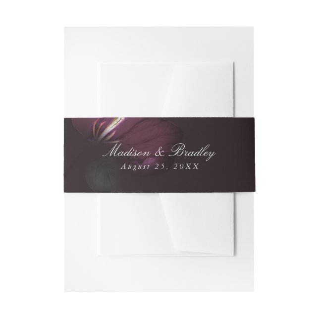 Dark Plum Floral | Wedding Invitation Belly Band (Front Example)