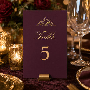Dark Plum Mountain Gold Table Number