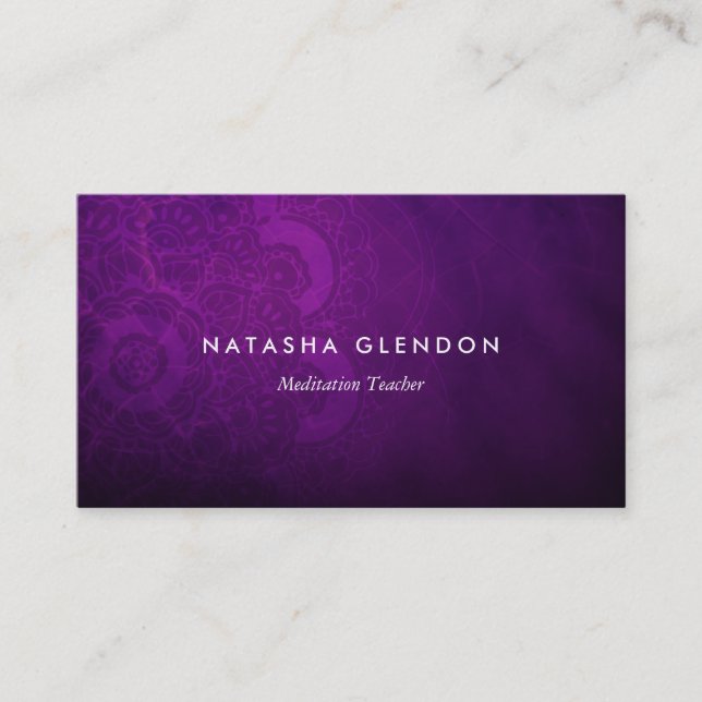 Dark Plum Purple Mandala Zen Business Card (Front)