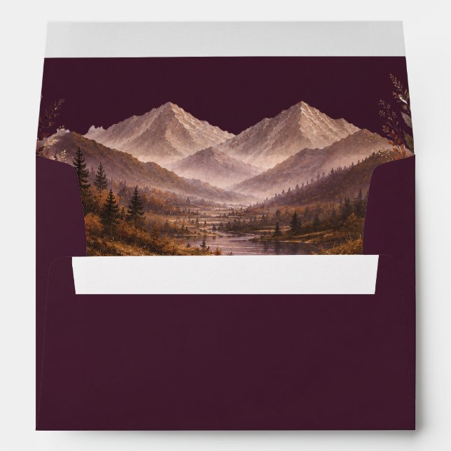 Dark Plum Purple Mountains Texture Custom Envelope (Back (Bottom))