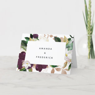 Dark Plum Velvet and White Spring Floral Wedding Programme