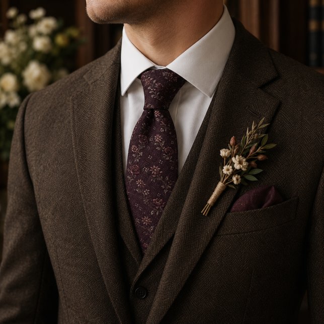 Dark Plum Vintage Floral Tie (Creator Uploaded)