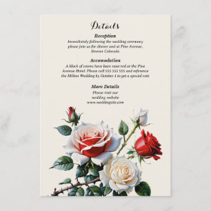 Dark Pretty pink white red roses floral wedding Enclosure Card
