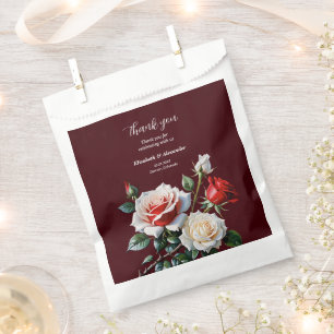 Dark Pretty pink white red roses floral wedding Favour Bags