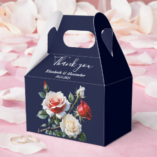 Dark Pretty pink white red roses floral wedding  Favour Box