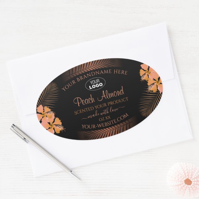 Dark Product Labels Orange Exotic Flowers Add Logo (Envelope)