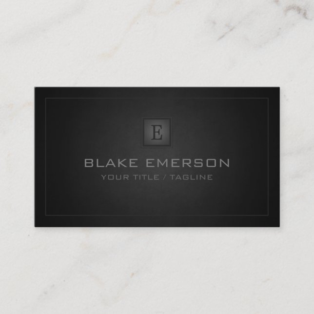 Dark Professional Monogram Business Card (Front)