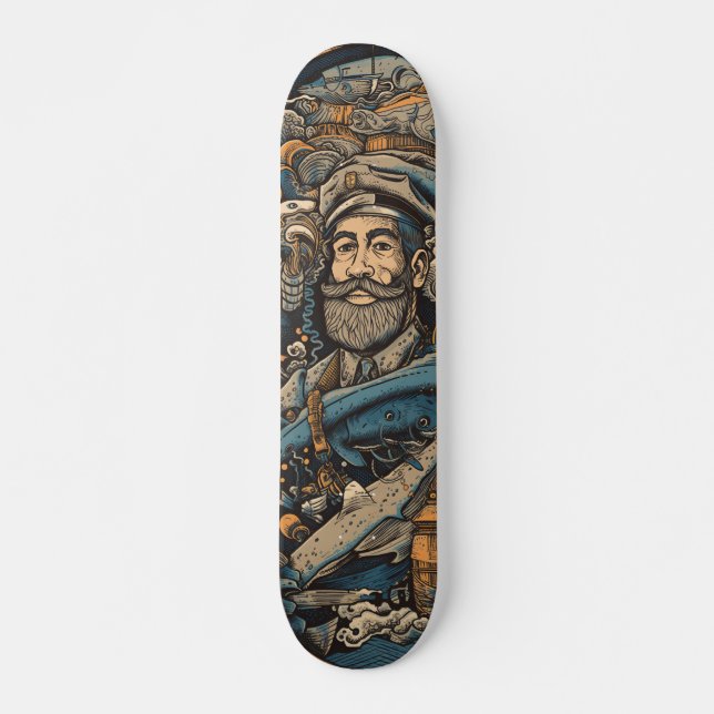 Dark psychedelic Captain Nemo Skateboard (Front)