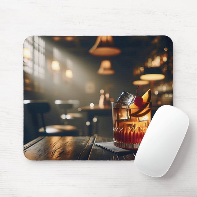 Dark Pub Old Fashioned Drink Mouse Pad (With Mouse)