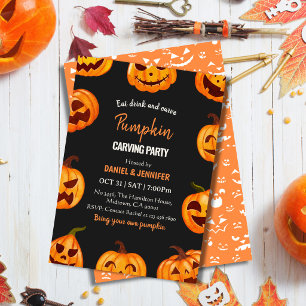 Dark Pumpkin carving party halloween Jack OLantern Invitation