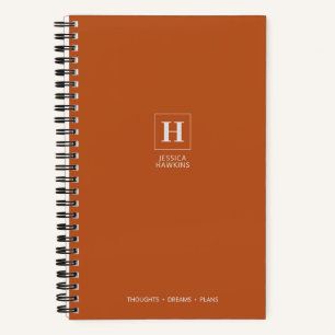 Dark Pumpkin Orange Classic Monogram Notebook