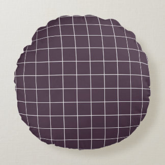 Dark purple aesthetic background grid pattern round cushion