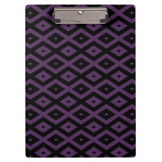 Dark purple and black diamond pattern clipboard (Front)