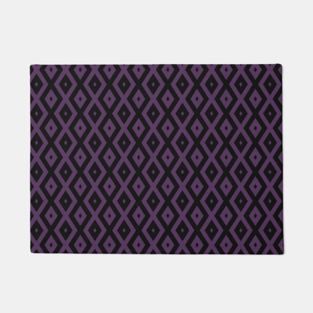 Dark purple and black diamond pattern doormat (Front)