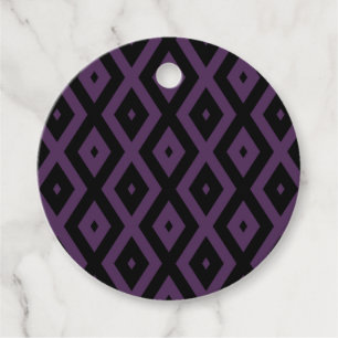 Dark purple and black diamond pattern favour tags
