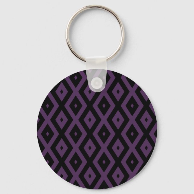 Dark purple and black diamond pattern key ring (Front)