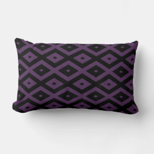 Dark purple and black diamond pattern lumbar cushion