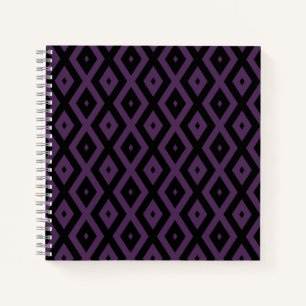 Dark purple and black diamond pattern notebook